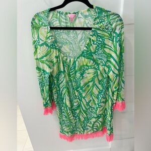 Lilly Pulitzer swimsuit cover up with tassels